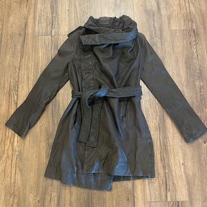 All saints spitafields brown leather jacket size 8